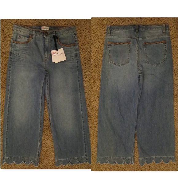 Red Valentino cropped scalloped hem jeans - Picture 3 of 6